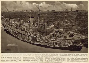 G H Davis Illustrations Prints: Detailed drawing of the Corvette by G. H. Davis