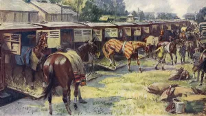 Carriages Prints: Detraining horses at Ascot