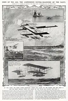 Early Prints: Diagram showing the two kinds of short hydro-aeroplanes which could rise from the water