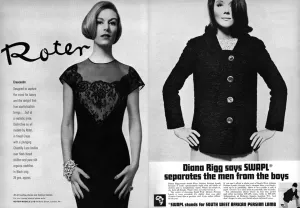 1965 Prints: Diana Rigg wearing SWAPL jacket, Roter advertisement