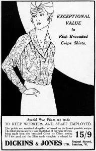 Shops Prints: Dickins & Jones First World War advertisement