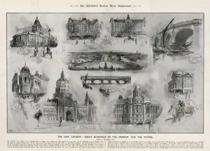 Drawings Prints: different Buildings and Bridges in London