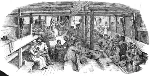 1844 Prints: Dinner on board an Emigrant Ship, 1844