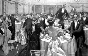 Singing Prints: Dinners singing Auld Lang Syne at the Savoy Restaurant, 19