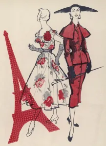 Chiffon Prints: Dior dress and Fath suit, 1954