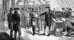 Prisoners Prints: Distributing money to the French prisoners of war at Portsmo