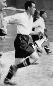 Manchester Prints: Dixie Dean, Everton Captain, with the F. A. Cup, 1933