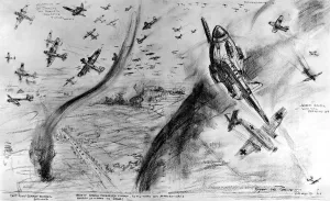 Hawker Prints: Dog-Fight between British Fighters and German Aircraft; Seco
