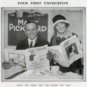 Fairbanks Prints: Douglas Fairbanks and Mary Pickford Reading the Tatler and E