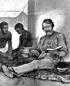 August Prints: Dr. Livingstone reading the Bible to some of his African hel