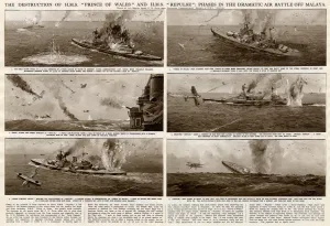 Destruction Prints: Dramatic air battle off Malaya by G. H. Davis