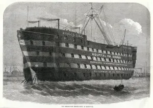 Hospitals Prints: Dreadnought Hospital ship at Greenwich 1870
