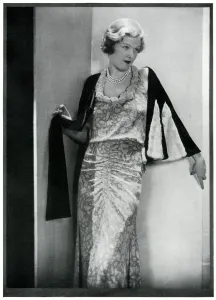Evening Prints: Dress and cape by Molyneux, 1932
