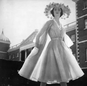 Neckline Prints: Dress and matching coat by Norman Hartnell