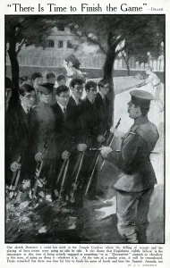 Drake Prints: Drilling recruits in Temple Gardens, London, WW1