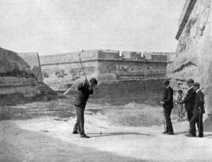 Links Prints: Driving from the eighth tee at the Royal Malta Golf Club