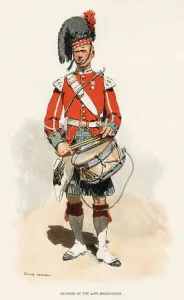 Military Prints: Drummer of the 42nd Highland Regiment, British Army. Date: 1889