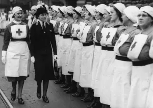 Married Prints: The Duchess of Gloucester inspecting nurses