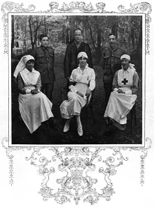 Hospitals Prints: Duchess of Westminster with her hospital staff, WW1