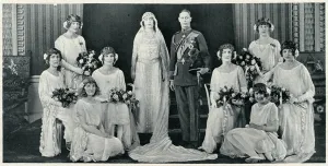 Bowes Prints: The Duke and Duchess of York with their bridesmaids