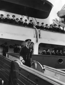 Britannia Prints: Duke of Edinburgh arriving at Portsmouth on Britannia