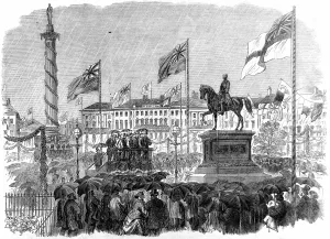 1866 Prints: The Duke of Edinburgh unveiling the statue of the late Princ