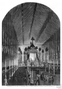 Chelsea Prints: Duke of Wellington lying in state at Chelsea Hospital