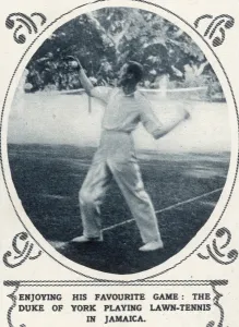 Jamaica Prints: Duke of York playing tennis