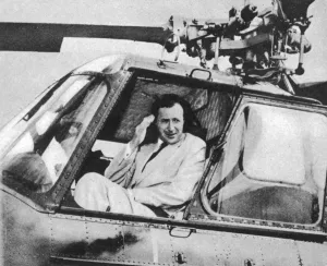 Operations Prints: Duncan Sandys(1908-1987) in helicopter
