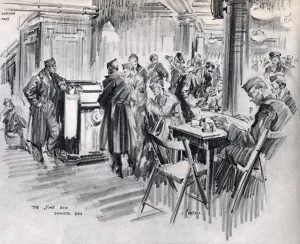 Wwii Prints: Dunkers Den at the American Red Cross Club, Rainbow Corner with American soldiers