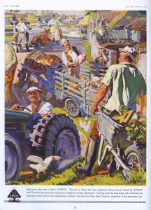 Wheelbarrow Prints: Dunlop advertisement featuring farming scene, 1938