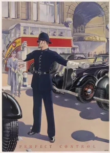 Police Men Prints: Dunlop advertisement with policeman