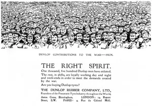 Volunteering Prints: Dunlop advertisement, WW1