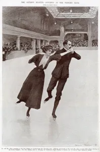 Winter Prints: Edgar & Madge Syers in Olympics Games, ice skating 1908
