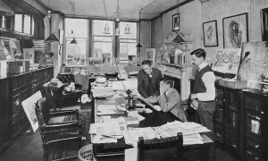 Brought Prints: In the editors room: a special artists drawing is brought