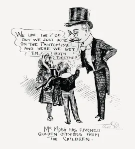 Edward Prints: Edward Moss with children at the London Hippodrome