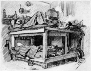 Ww 2 Prints: Eight-sleeper bunk in Stalag XXI D
