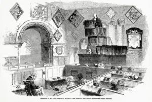 Elderly Prints: The elderly Arthur Wellesley, 1st Duke of Wellington (1769-1852) attending worship at St