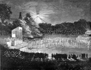 Lakes Prints: Electric Lighting at Alexandra Palace Lakes, 1880