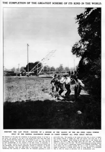 Hauling Prints: Electricity plyon erected, 1933