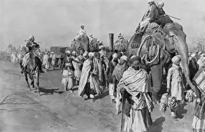 Stone Prints: Elephants pull steam roller & motors for Amir of Afghanistan