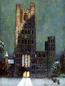 Snowing Prints: Ely Cathedral in the snow by Ernest Uden