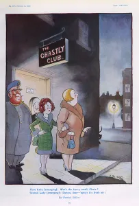 Clubs Prints: Emerging from a nightclub - cartoon by Patrick Bellew