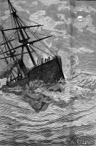 Route Prints: Emigrant Ship at sea in a Gale, 1887
