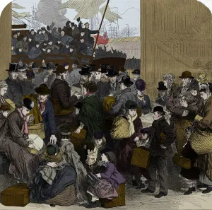 Sail Prints: Emigrants about to board the Ganges, London, 1870