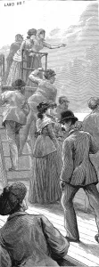Suits Prints: Emigrants sighting Australia, 1887