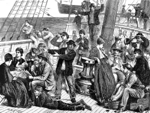 Musicians Prints: Emigrants sighting land, 1871