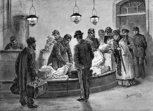 Customs Prints: Emigration. The Cholera at Hamburg. Sketches by our Special