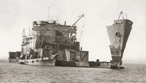 Naval Prints: The end of a Liberty ship at Netley, nr Southampton