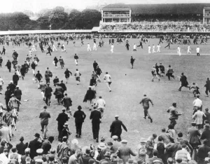 Pavilion Prints: Englands test match victory: pitch invasion